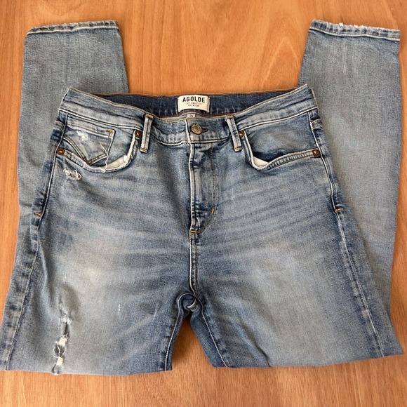 AGOLDE distressed cropped light wash jeans‎ women's size 29 - Picture 1 of 5